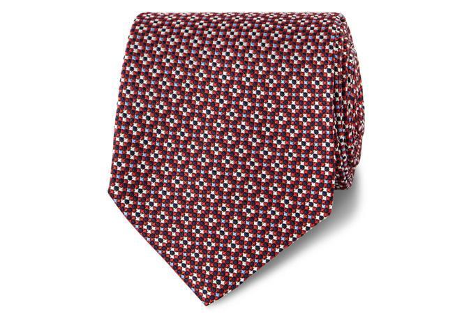 Т.М. Lewin Сделано в Англии Red Geometric Check Silk Tie